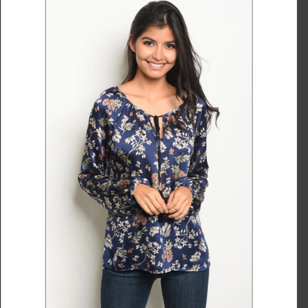 Navy Floral Top